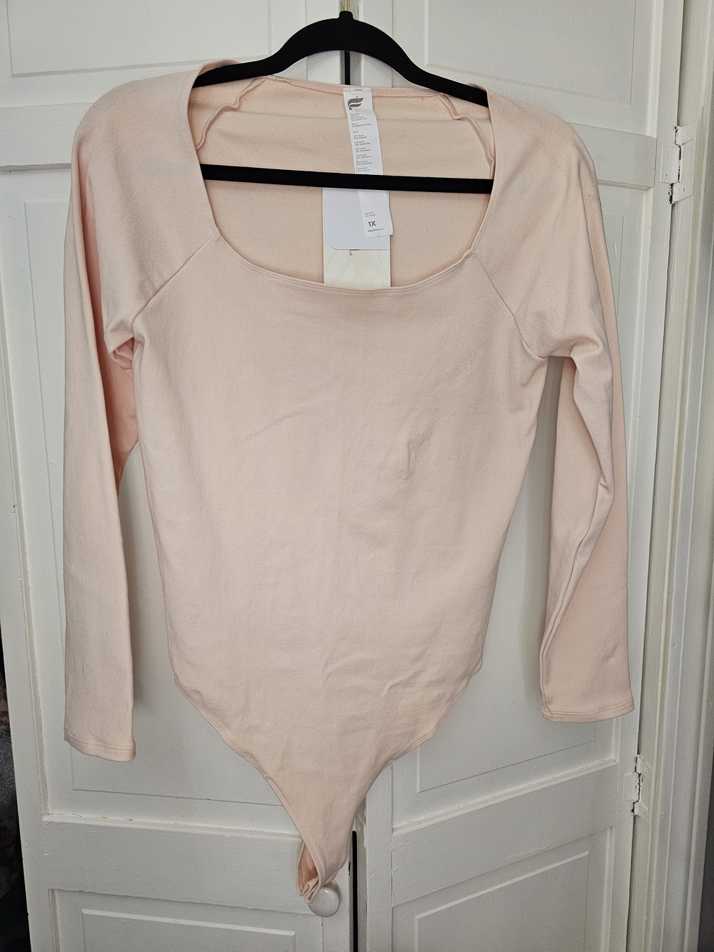 Fabletics Light Blush Scoop Neck Bodysuit with Long Sleeves